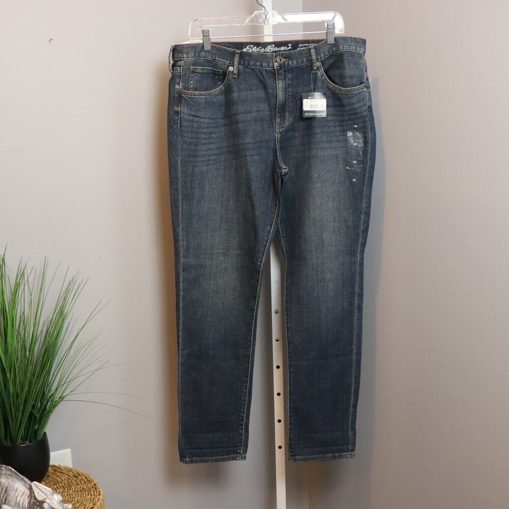 Eddie Bauer Women’s WR Boyfriend Slim Jeans – Size 12 – Wthr Indigo – NWT